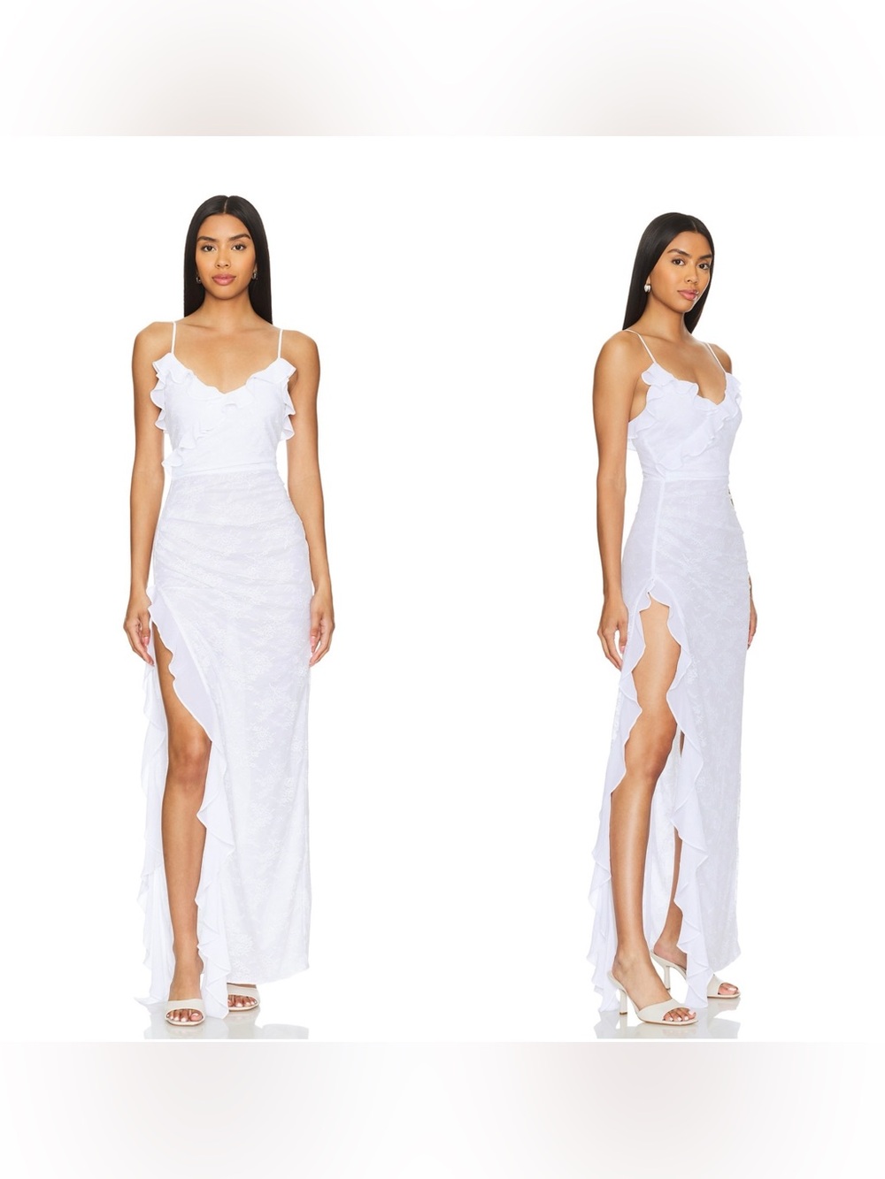 NWT NBD Anila lace and ruffle dress in white
